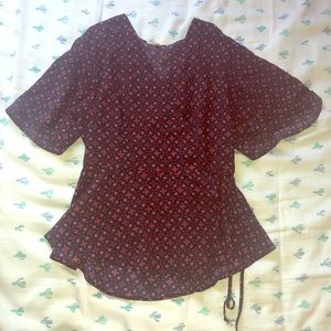 Monteau Peplum Kimono Wrap Top